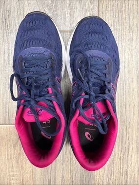 Asics Navy and Hot Pink Women's Athletic Running Shoes